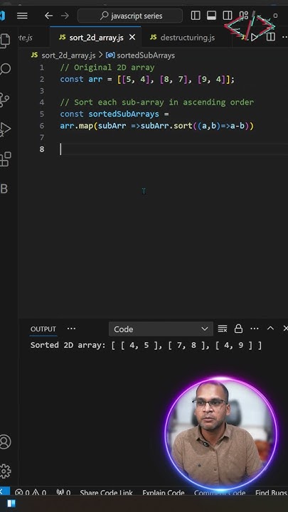 kg_navin's tweet card. 🔀How to Sort a 2D Array in JavaScript🔀 #codewithkg #coding