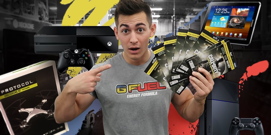 Censor's tweet card. Censor's "Best Gamer Giveaway" Twelve (12) Winners Total Grand Prize: A - Xbox One Console + 6 Tubs of GFUEL B - Playstation 4 Console + 6 Tubs of GFUEL 2nd Prize: Protocol Video Drone + 1 Tub of...