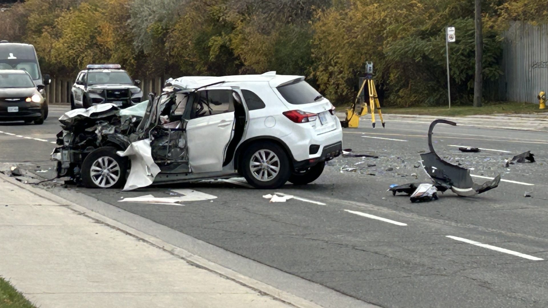 CityNewsTO's tweet card. The crash happened shortly before 3 a.m. on Nov. 7, in the Weston Road and Fenmar Drive area in North York.