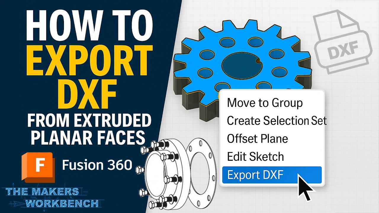 makersworkbench's tweet card. Nobody Talks About This DXF Export Method in Fusion 360 | The Makers...