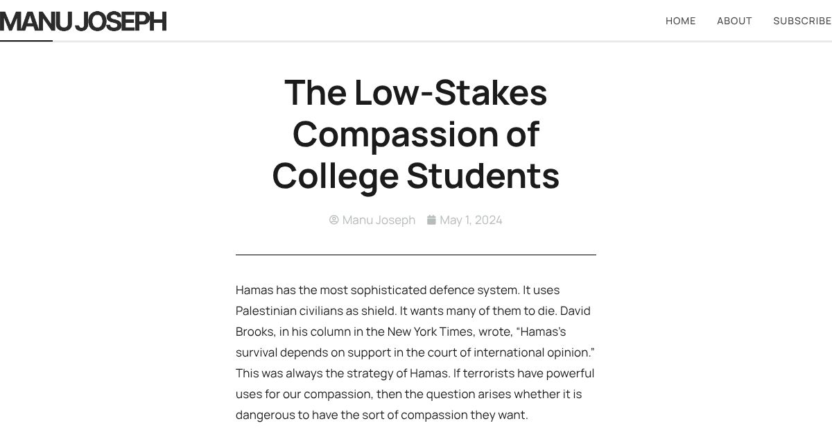 singhmusing's tweet card. Hamas has the most sophisticated defence system. It uses Palestinian civilians as shield. It wants many of them to die. David Brooks, in his column in the New York Times, wrote, “Hamas’s survival...