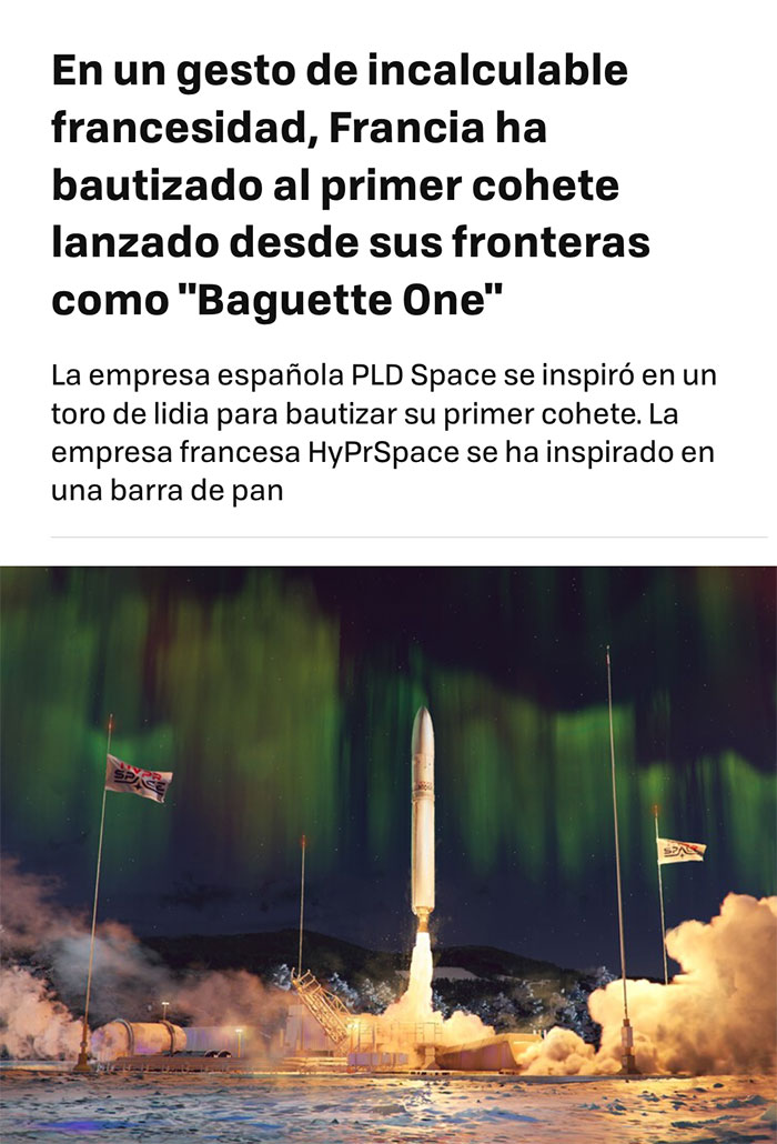 wiselwisel's tweet card. […] No es una broma. Es el nombre real de la próxima apuesta del New Space europeo. Y va muy en serio: la empresa francesa HyPrSpace acaba de cerrar un acuerdo para lanzar un experimento a bordo,...