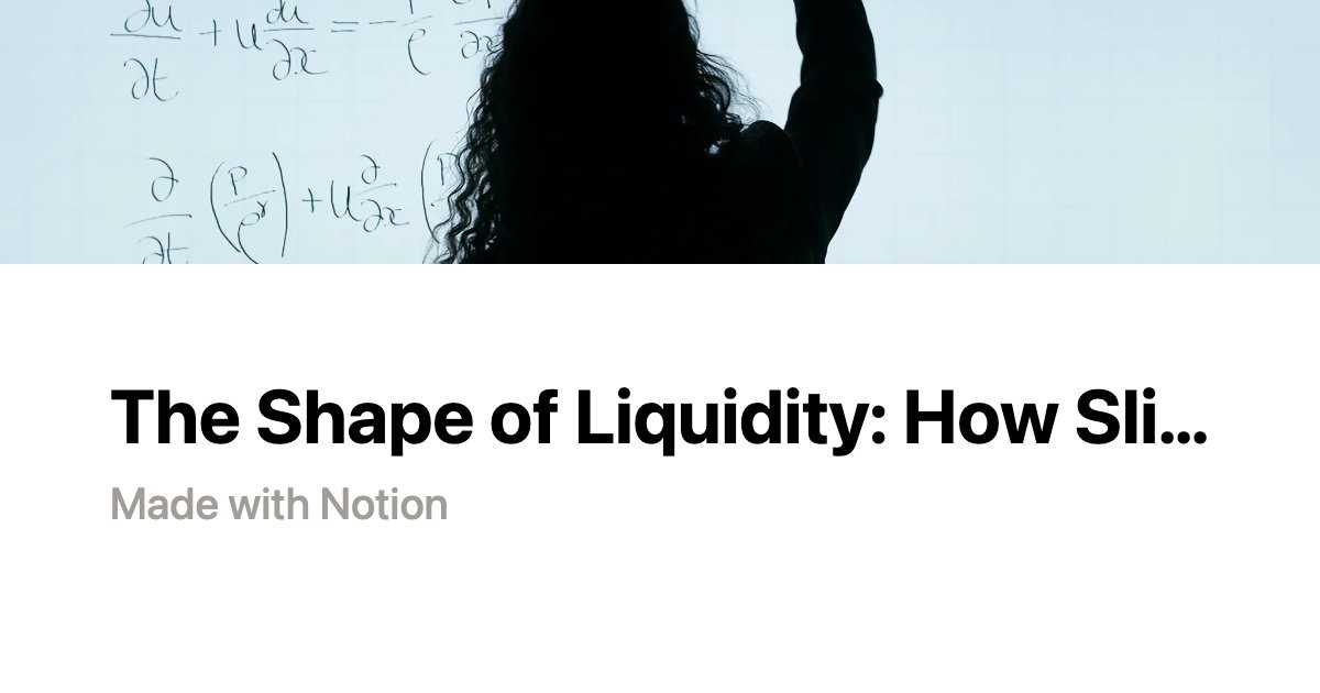 ninges's tweet card. The Shape of Liquidity: How Sliswap Redefines AMMs (Part 1) | Notion