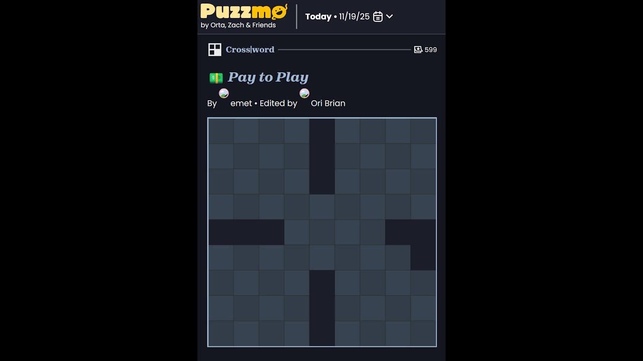 juicyluce9's tweet card. Puzzmo Crossword 19/11/2025