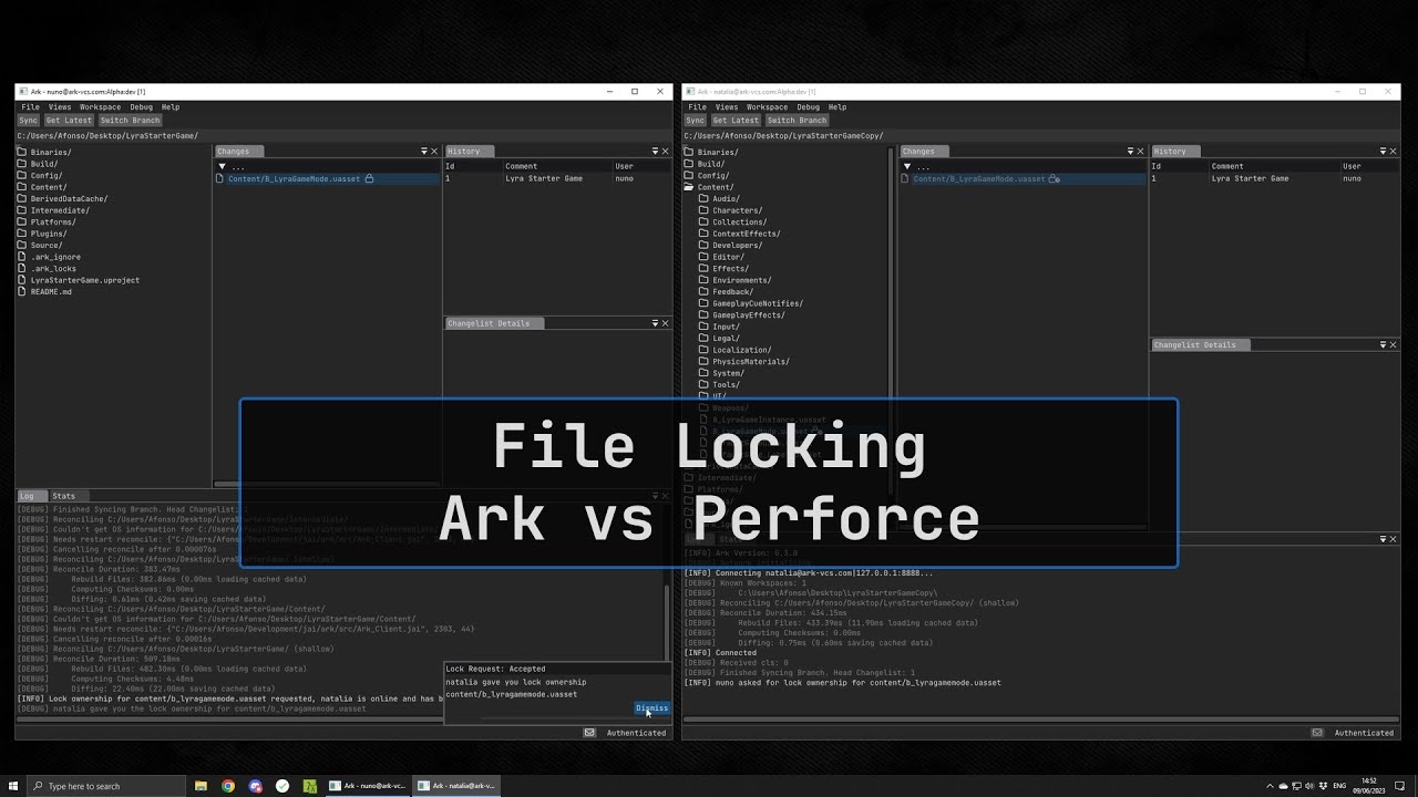 nafonsopt's tweet card. Ark - File Locking vs Perforce