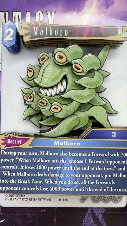 Timewolfart's tweet card. A 3D Shadowbox Card of a Malboro from Final Fantasy XII: Revenant...