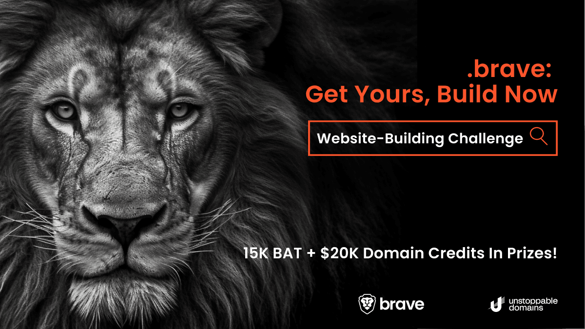 monkdhanush's tweet card. Brave Browser and Unstoppable Domains have partnered to launch .brave!