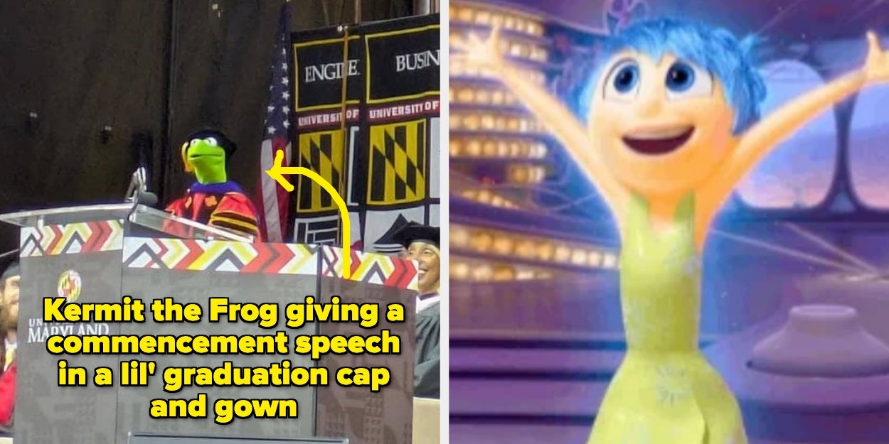 TheJoyProject1's tweet card. I dare you to look at Kermit the Frog giving a commencement speech and not feel joy.