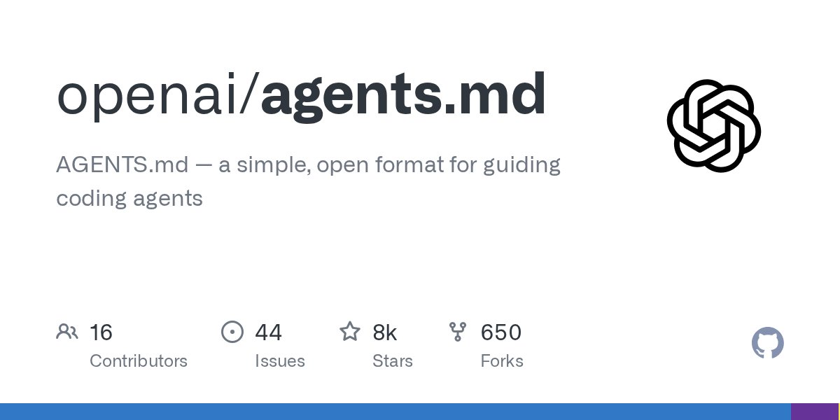 cristopher_devs's tweet card. AGENTS.md — a simple, open format for guiding coding agents - openai/agents.md