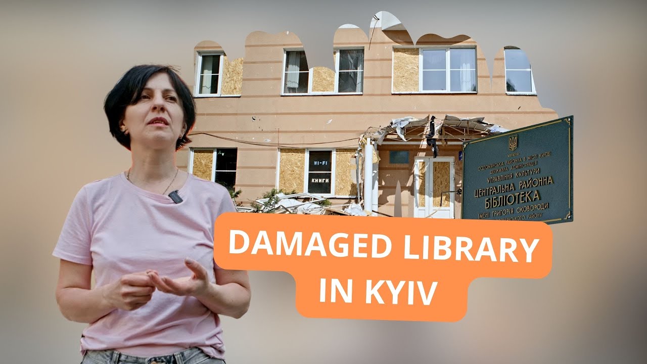 LibraryUkraine's tweet card. Damaged Library in Kyiv | Story of Resilience and Hope After a...