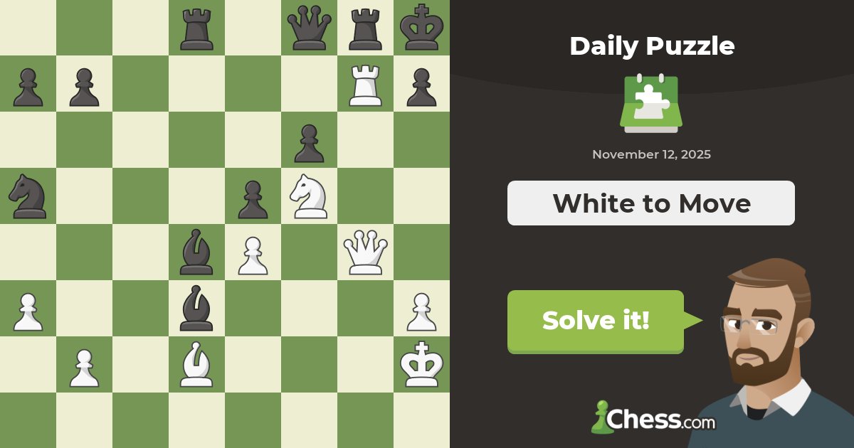moad1212's tweet card. Improve your chess skills with daily puzzles which get more difficult throughout the week. Sharpen your skills with puzzles made to improve pattern recognition.