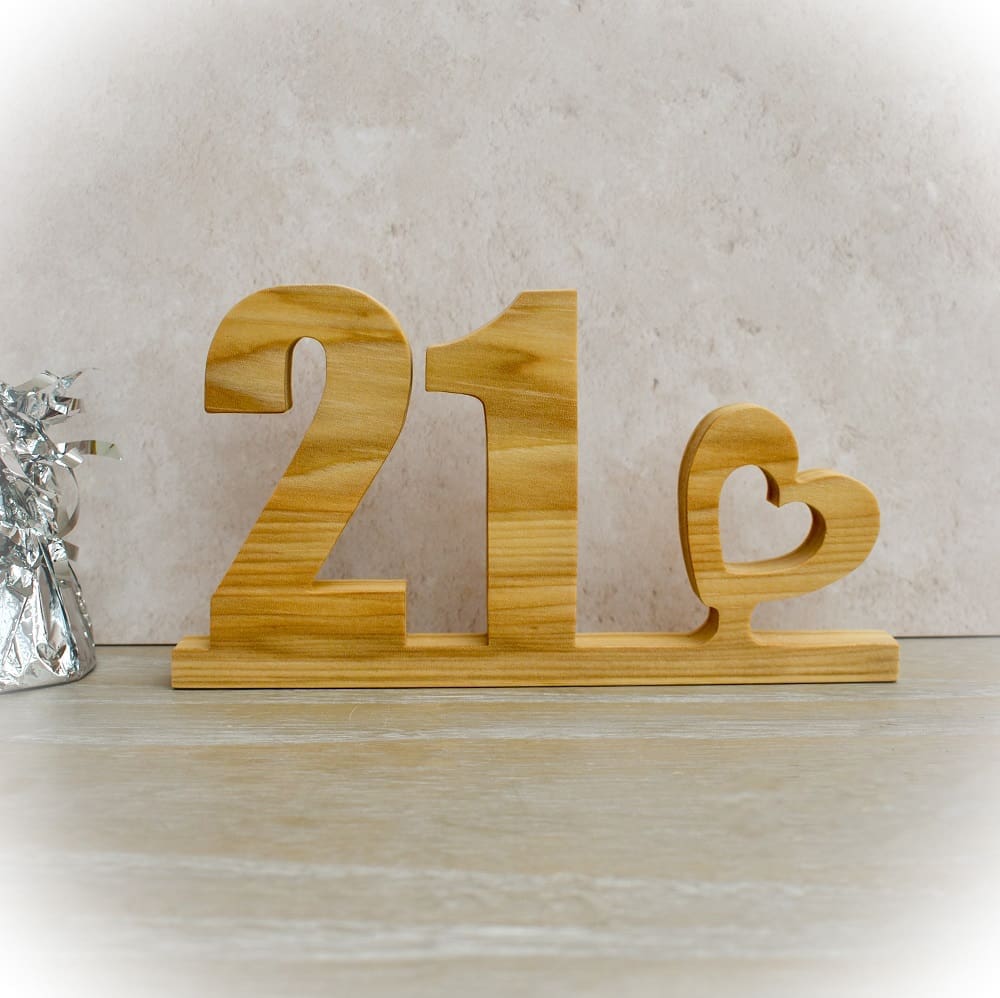 Cheryls_Jewels's tweet card. Handcrafted wooden 21st birthday sign with heart detail, cut from hardwood using a scroll saw. Finished with mineral oil and beeswax for a soft, natural sheen. A beautiful table decoration or...