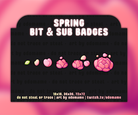 OdoMame8's tweet card. Spring Sub/Bit Badges for Twitch, YouTube, Discord gaming and more! IT'S FREE!! This sub badge is perfect for streamers that want to make their cute...