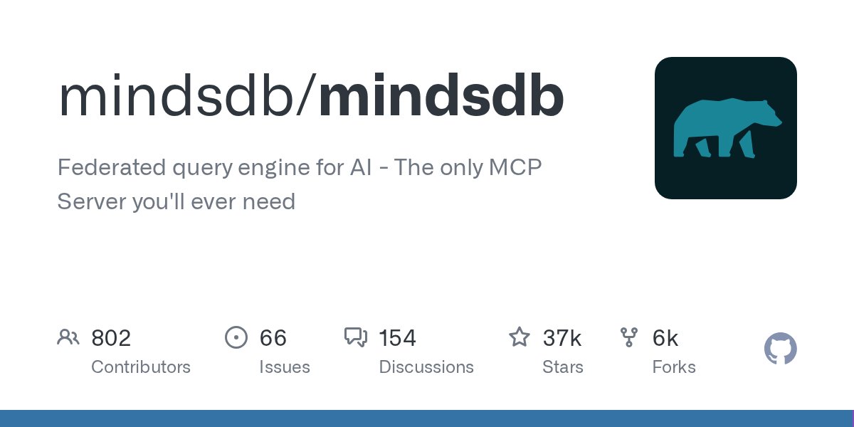 MindsDB's tweet card. Federated query engine for AI - The only MCP Server you'll ever need - mindsdb/mindsdb