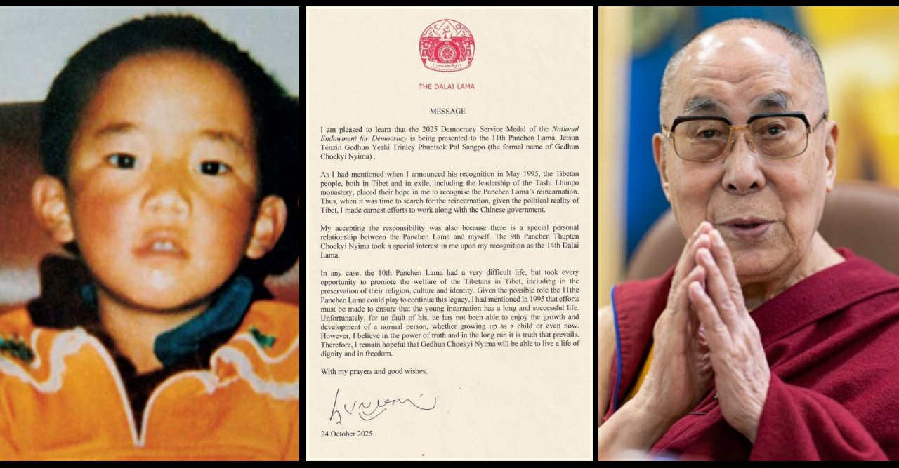 VOT_Tibetan's tweet card. ༸པཎ་ཆེན་དགེ་འདུན་ཆོས་ཀྱི་ཉི་མ་རིན་པོ་ཆེ་མཆོག་ལ་ ༢༠༢༥ ལོའི་ཨ་རིའི་དམངས་གཙོ་ཞབས་ཞུའི་གཟེངས་རྟགས་འབུལ་བཞེས།