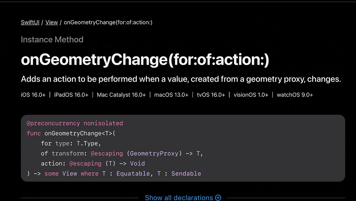 iosblogs's tweet card. When building SwiftUI views that need to adapt to container sizes, many developers reach for GeometryReader. It’s the go-to solution, but…