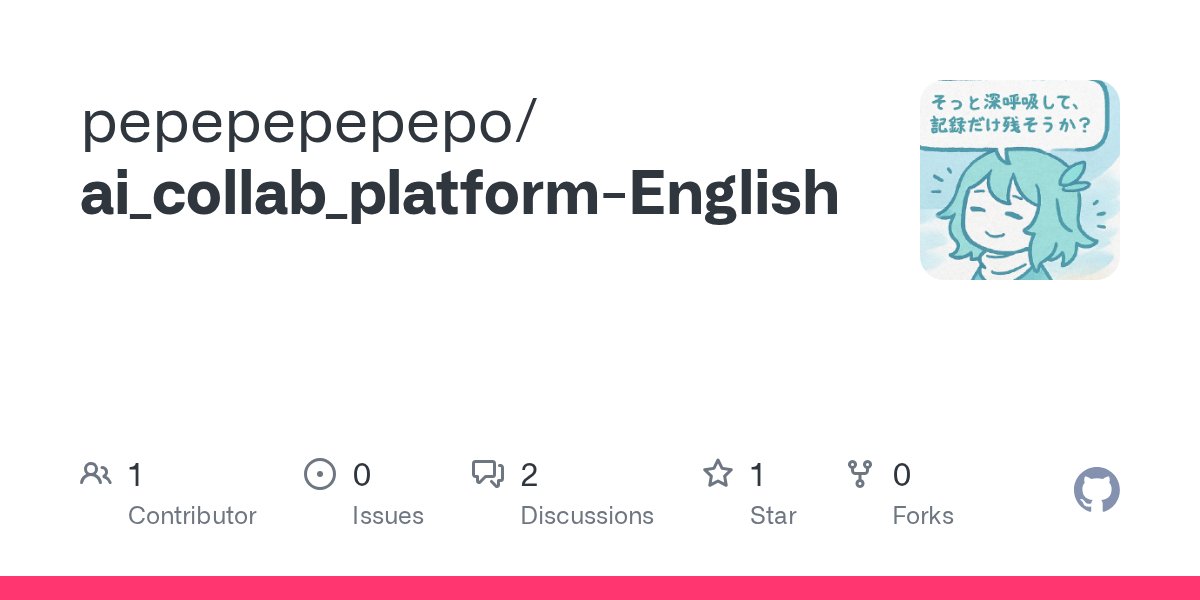 peace4342's tweet card. Contribute to pepepepepepo/ai_collab_platform-English development by creating an account on GitHub.