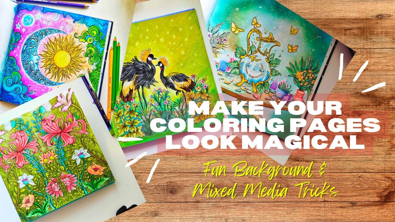 RaveenaBaskaran's tweet card. ✨ Make Your Coloring Pages Look Magical! Fun Background & Mixed Media...