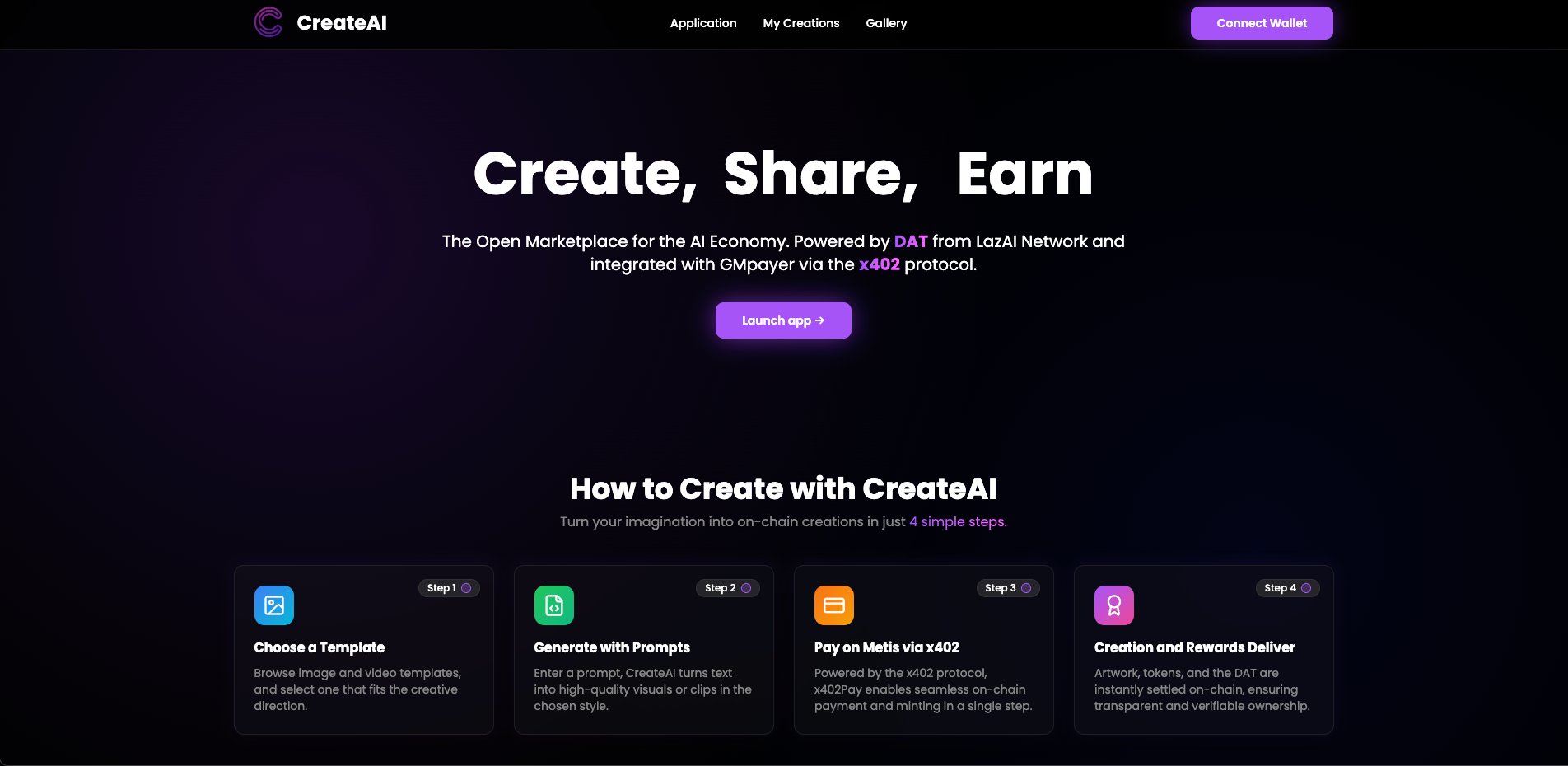 realmrstack's tweet card. Create, share, and earn with the first AI creation platform built on Web3 payments using X402 protocol