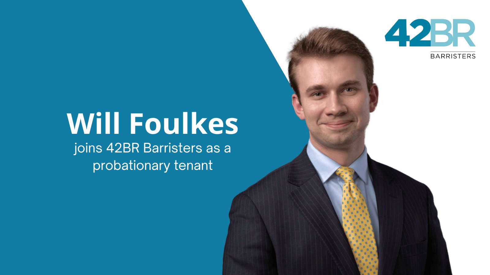 42BR_Barristers's tweet card. We are delighted to welcome Will as a probationary tenant.