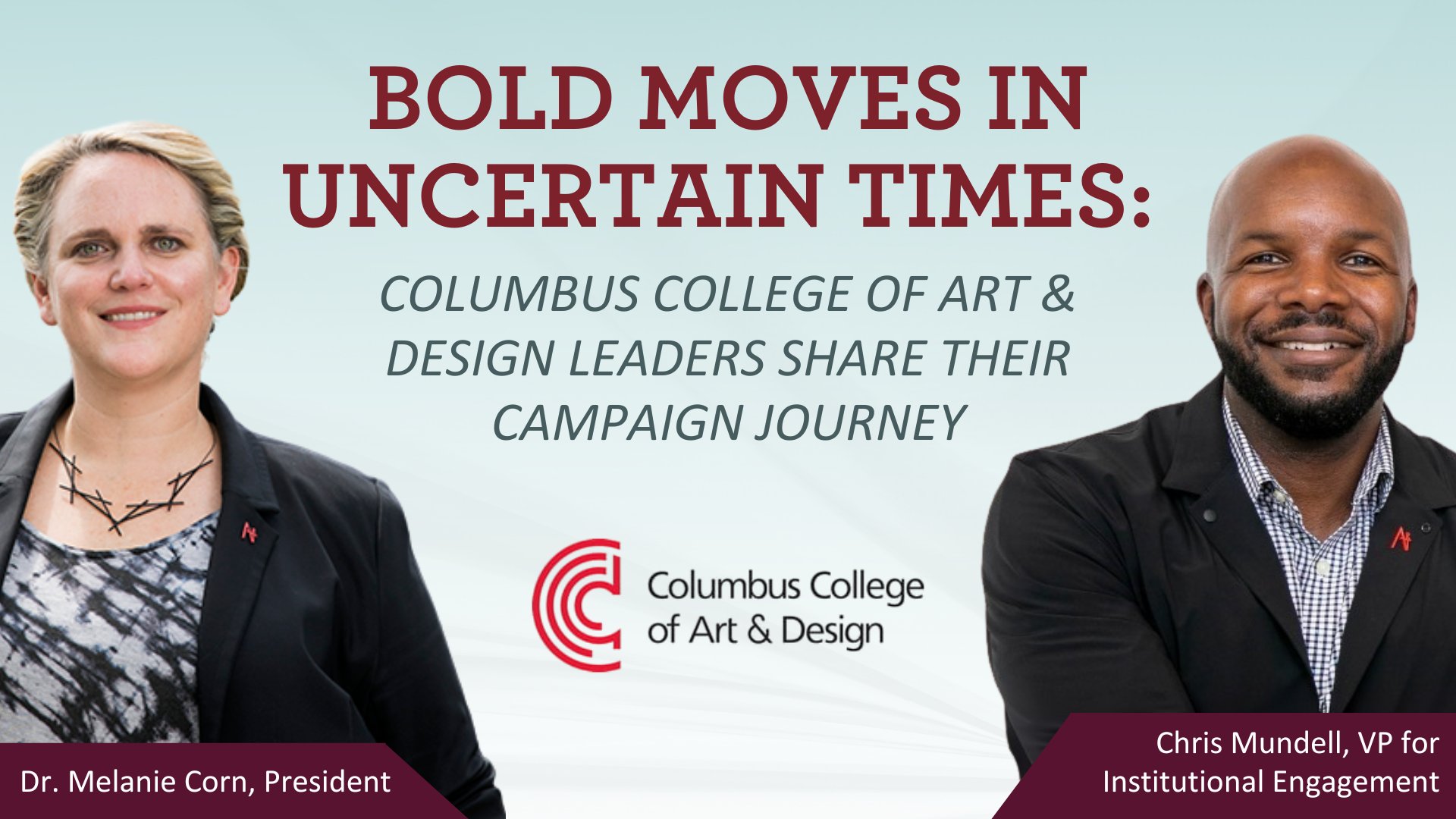 BenefactorGroup's tweet card. Join us for a candid conversation with Dr. Melanie Corn, President of Columbus College of Art & Design, and Chris Mundell, Vice President of Institutional Engagement, as they share how Columbus...