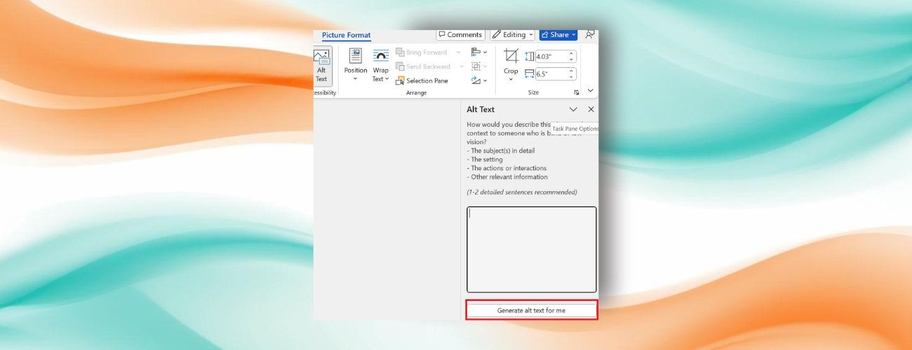 Msft365Insider's tweet card. Leveraging generative AI, you can write richer, more descriptive, and more context-aware image descriptions in Microsoft Word and PowerPoint for Windows.