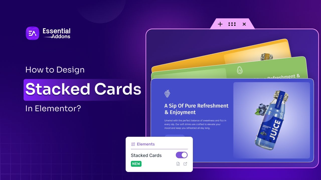 EssentialAddons's tweet card. How To Design Stacked Cards In Elementor With Essential Addons