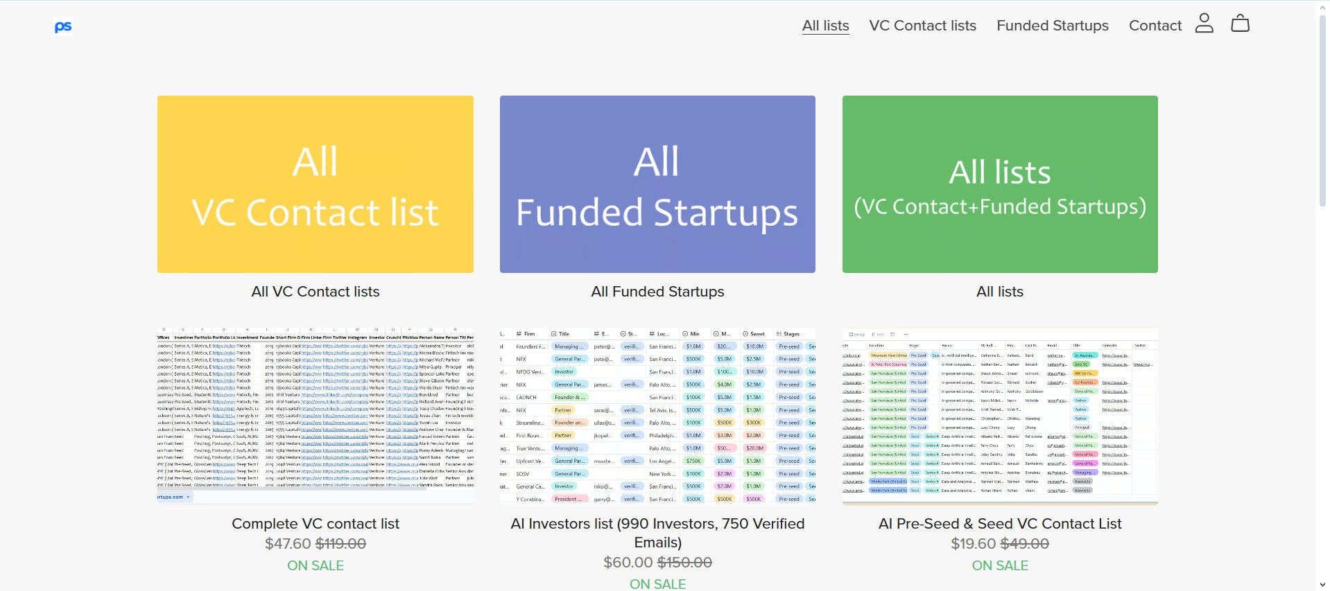 projectstartups's tweet card. Complete VC contact database: 940 firms, 5200 investors, 3700 verified emails 6400 funded startups. Pre-filtered lists for AI, SaaS, fintech, and AI Investors lists.