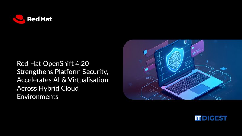 ITDigestmag's tweet card. Red Hat, announced general availability of Red Hat OpenShift 4.20, the new version of industry's leading hybrid-cloud application platform built on Kubernetes.
