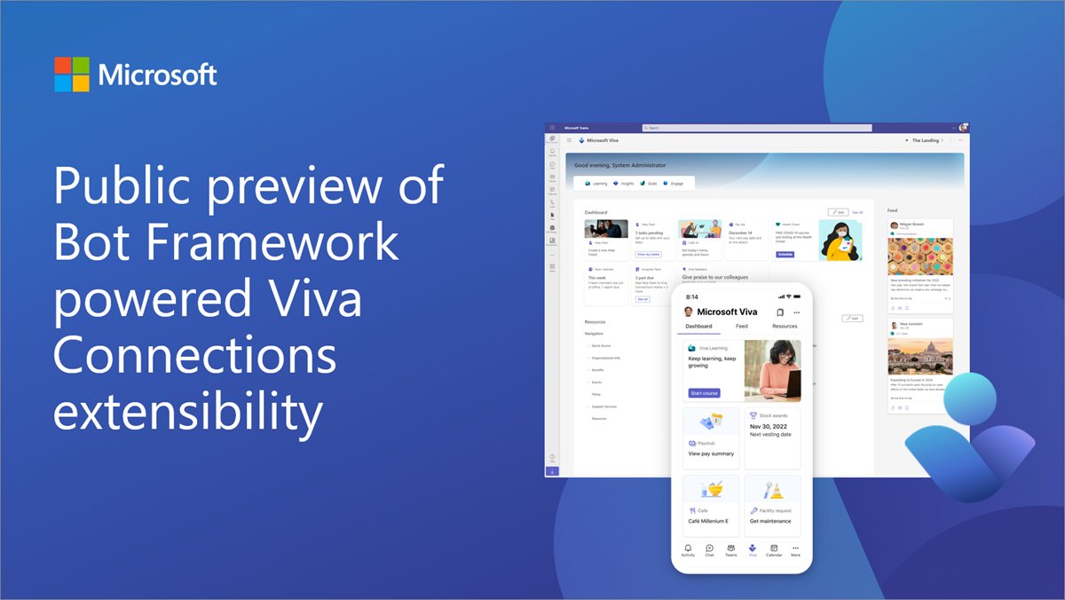 KbWorks's tweet card. We are excited to announce public preview of the Bot Framework powered Viva Connections extensibility, now available.