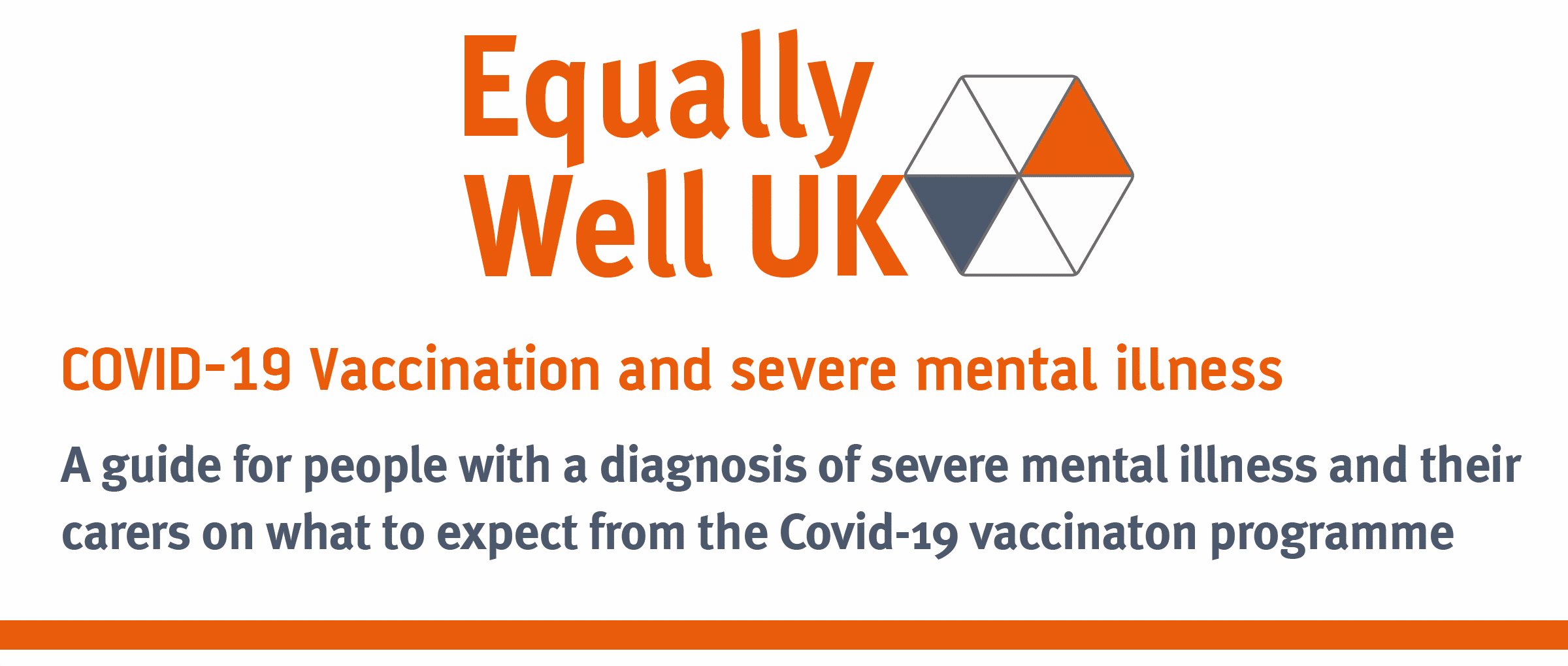 EquallyWellUK's tweet card. If you’re over 16 and living with a severe mental illness in England, you should now be eligible for a free COVID-19 vaccination. This brief resource offers key information for people with severe…