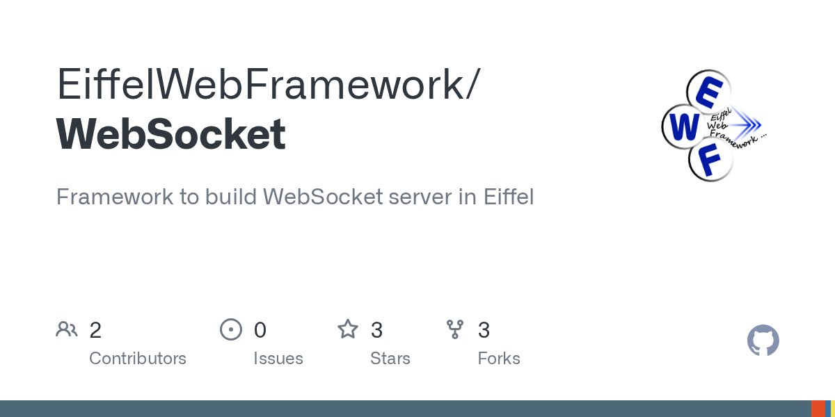 EiffelWeb's tweet card. Framework to build WebSocket server in Eiffel. Contribute to EiffelWebFramework/WebSocket development by creating an account on GitHub.