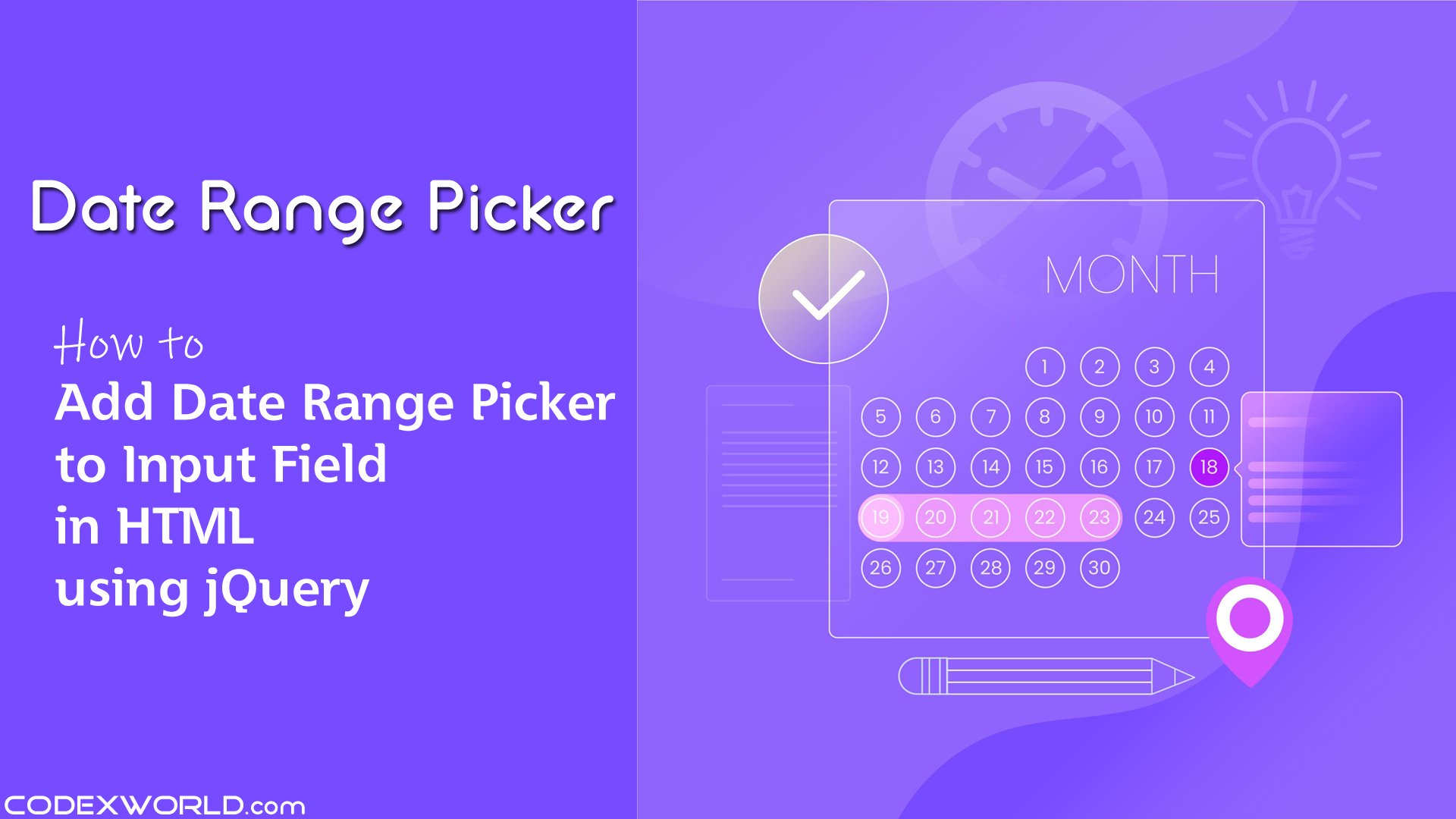 codexworldweb's tweet card. Add Date Range Picker to input field using jQuery - Use jQuery Date-Range-Picker component to add date range picker to HTML element. Example code to add date range and time range picker in the input...