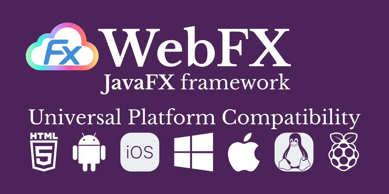 WebFXProject's tweet card. A JavaFX application transpiler. Write your Web Application in JavaFX and WebFX will transpile it in pure JS. - webfx-project/webfx