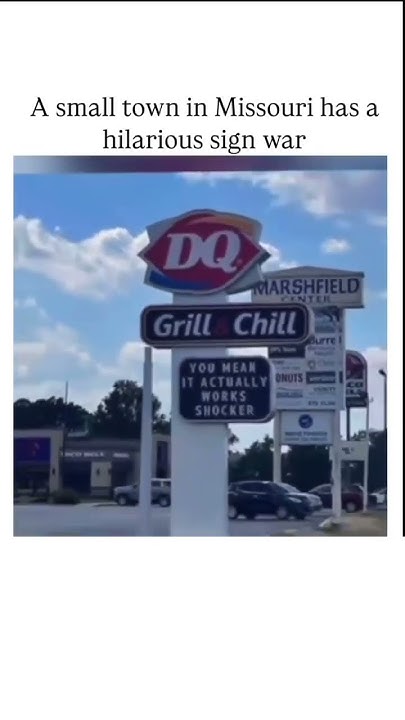 ShortyShellx's tweet card. A small town in Missouri has a hilarious sign war 🤣