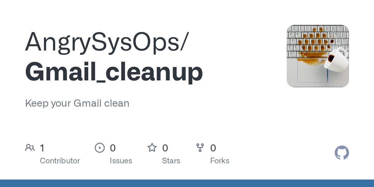 TheTechWorldPod's tweet card. Keep your Gmail clean . Contribute to AngrySysOps/Gmail_cleanup development by creating an account on GitHub.