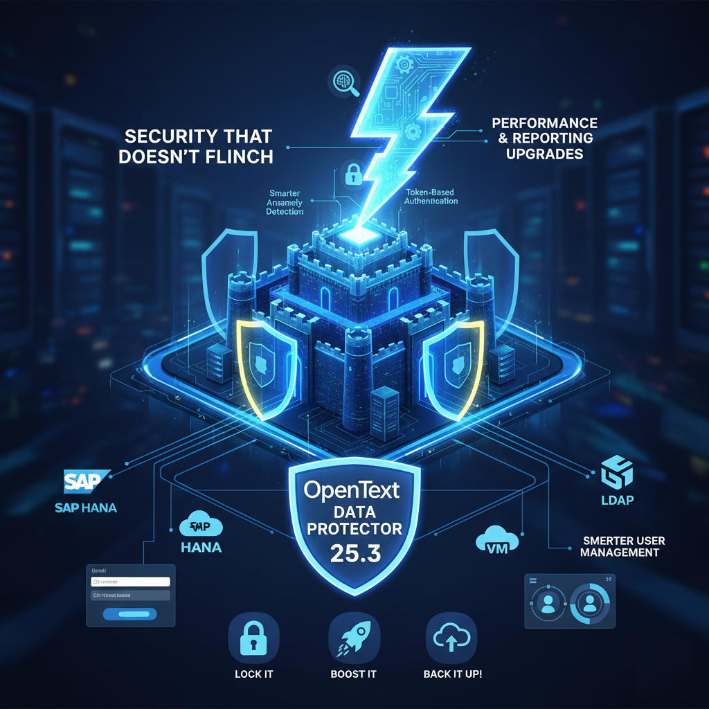 KevinmMfgs's tweet card. Say hello to OpenText Data Protector 25.3, the latest release that’s all about security, speed, and ...