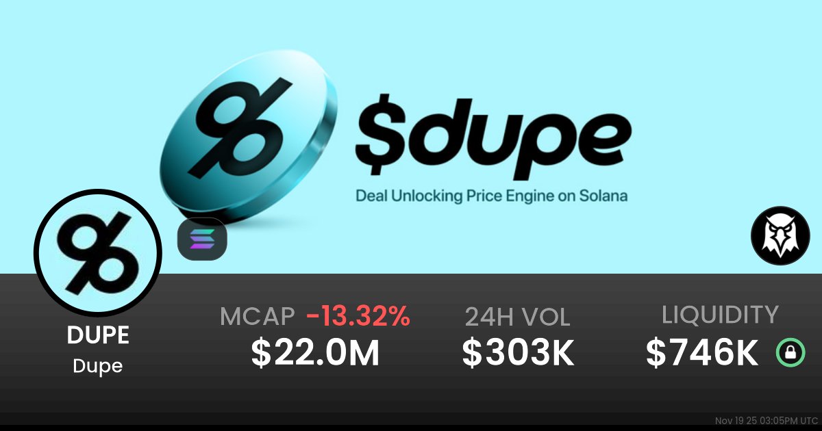 NFAProphet's tweet card. $0.02202 Dupe (DUPE) realtime price charts, trading history and info - DUPE / SOL on Solana / Meteora