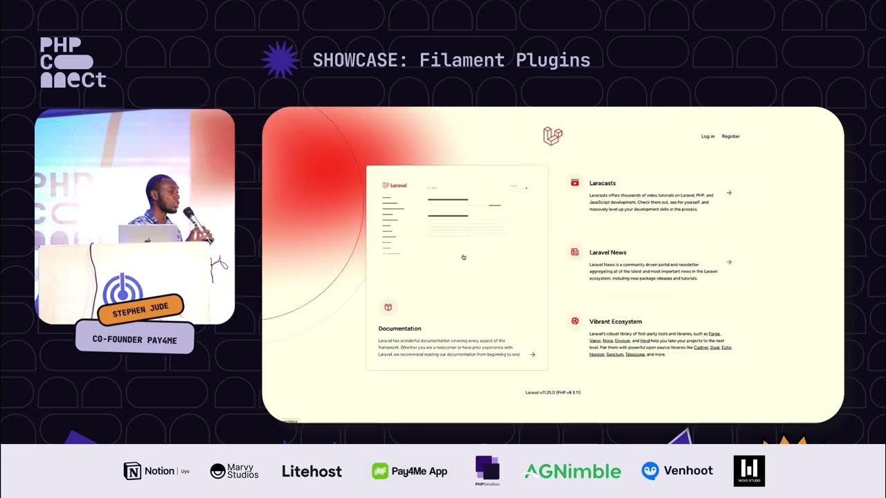 PhpTalks's tweet card. PHPConnect Showcase - Laravel Filament Jetstream Plugin by Stephen...