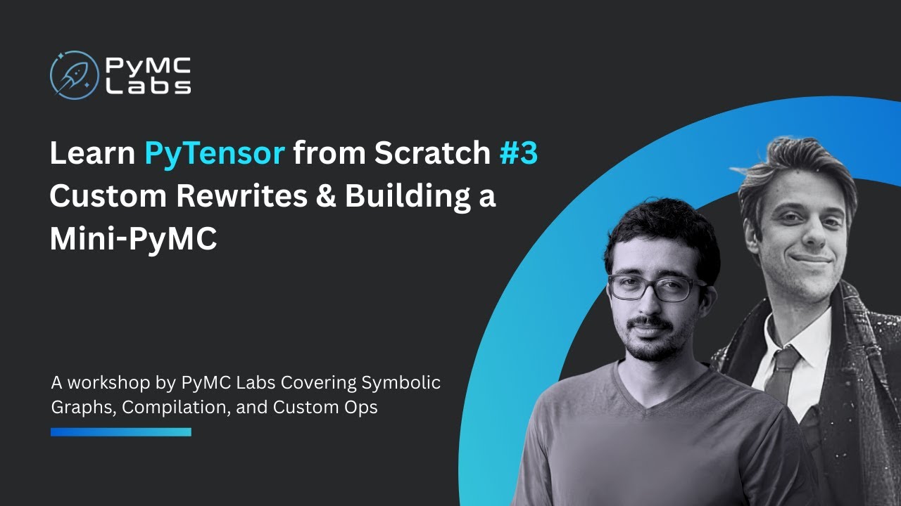 pymc_labs's tweet card. PyTensor Workshop #3 | Custom Rewrites & Building a Mini-PyMC