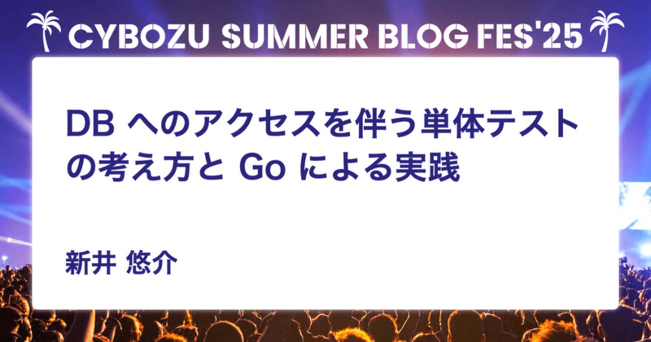 satoru_takeuchi's tweet card. この記事は、CYBOZU SUMMER BLOG FES '25の記事です。 クラウド基盤本部の新井です。 この記事では、DB へのアクセスを伴う Go の単体テストについての私たちの考え方、そしてそれを実践するために開発・公開したライブラリをご紹介します。 DB のモックとその問題点 DB へのアクセスを伴う Go …