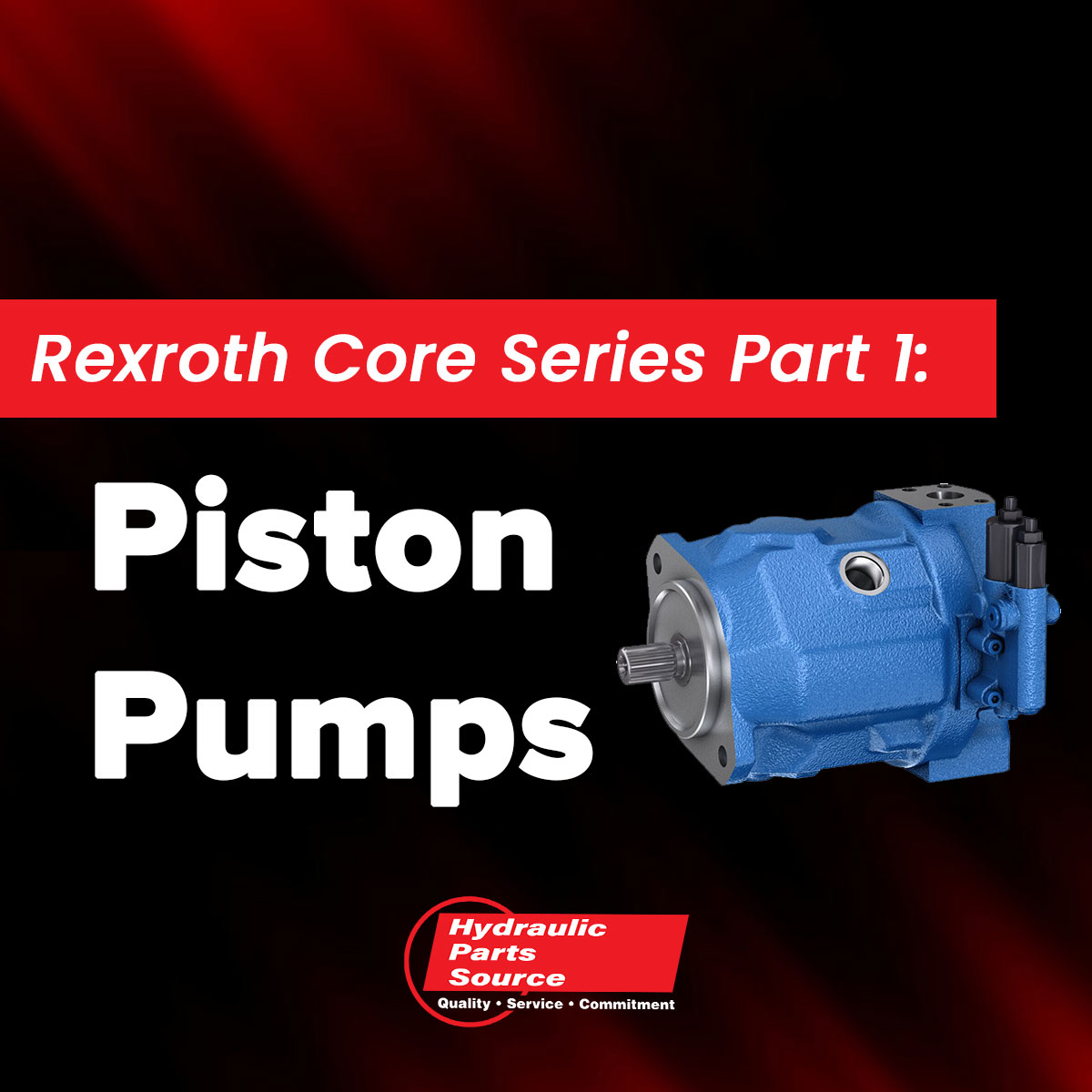 HydPartsSource's tweet card. In the first of three of our Rexroth Core Series, we’re diving into Rexroth piston pumps, including popular models like the A4V, A6, A10V, and SYDFE.