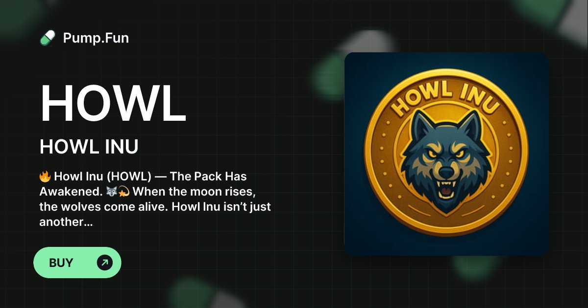 howlinucoin's tweet card. 🔥 Howl Inu (HOWL) — The Pack Has Awakened. 🐺💫 When the moon rises, the wolves come alive. Howl Inu isn’t just another memecoin — it’s a movement. Fueled by community, hype, and pure alpha energy,...
