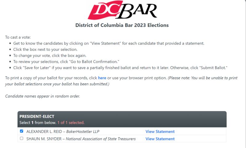 alex_reid's tweet card. I am running for President-Elect of the DC Bar. Voting starts today! Please vote and encourage your colleagues to do likewise. Thank you. https://lnkd.in/eazMsYPf