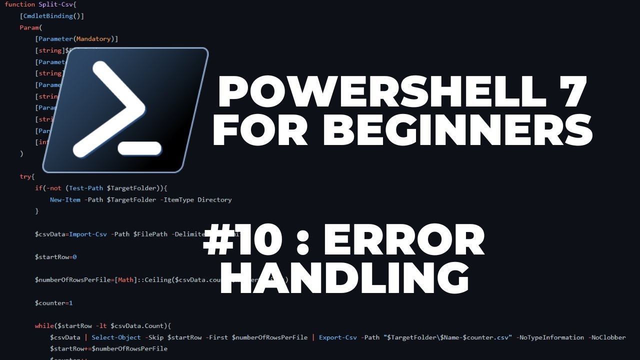 epiCCodingNET's tweet card. PowerShell 7 Tutorials for Beginners #10 : Error Handling (Try Catch...