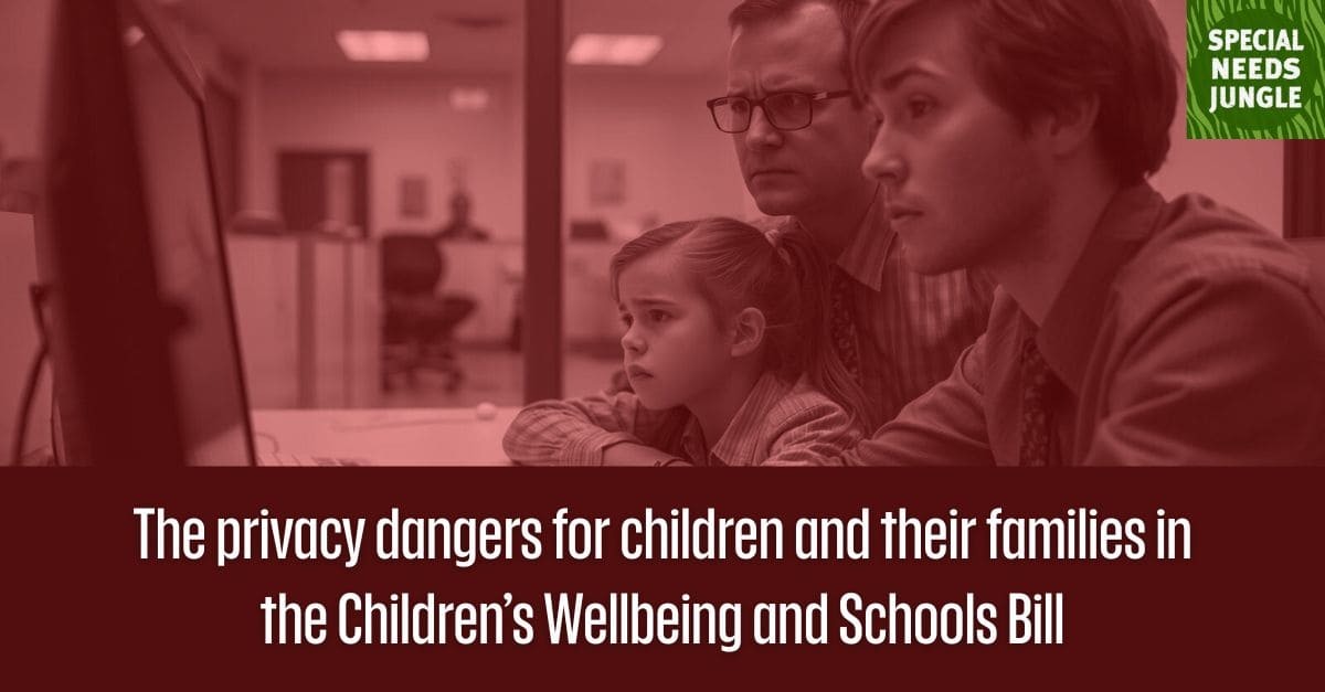 SENBlogger's tweet card. Campaign group, Reclaim Rights for Children discuss concerns over privacy for children & families in the Children’s Wellbeing & Schools Bill.