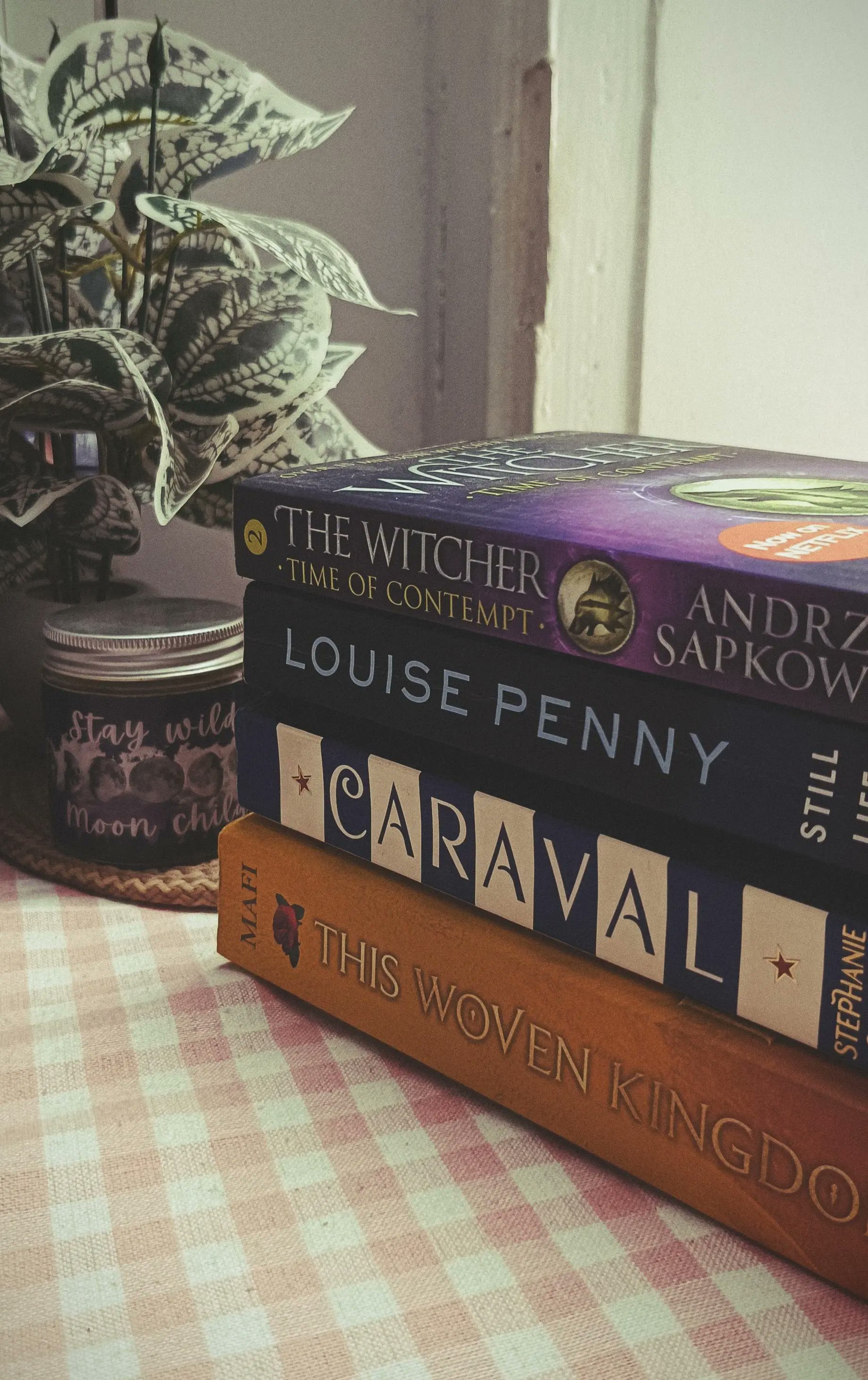 onmy_bookshelf's tweet card. New Month New Tbr! ❣️ Hope to catch up on some of these this weekend 📚🧋🌞🏖️ #tgif what are you currently reading? 😀