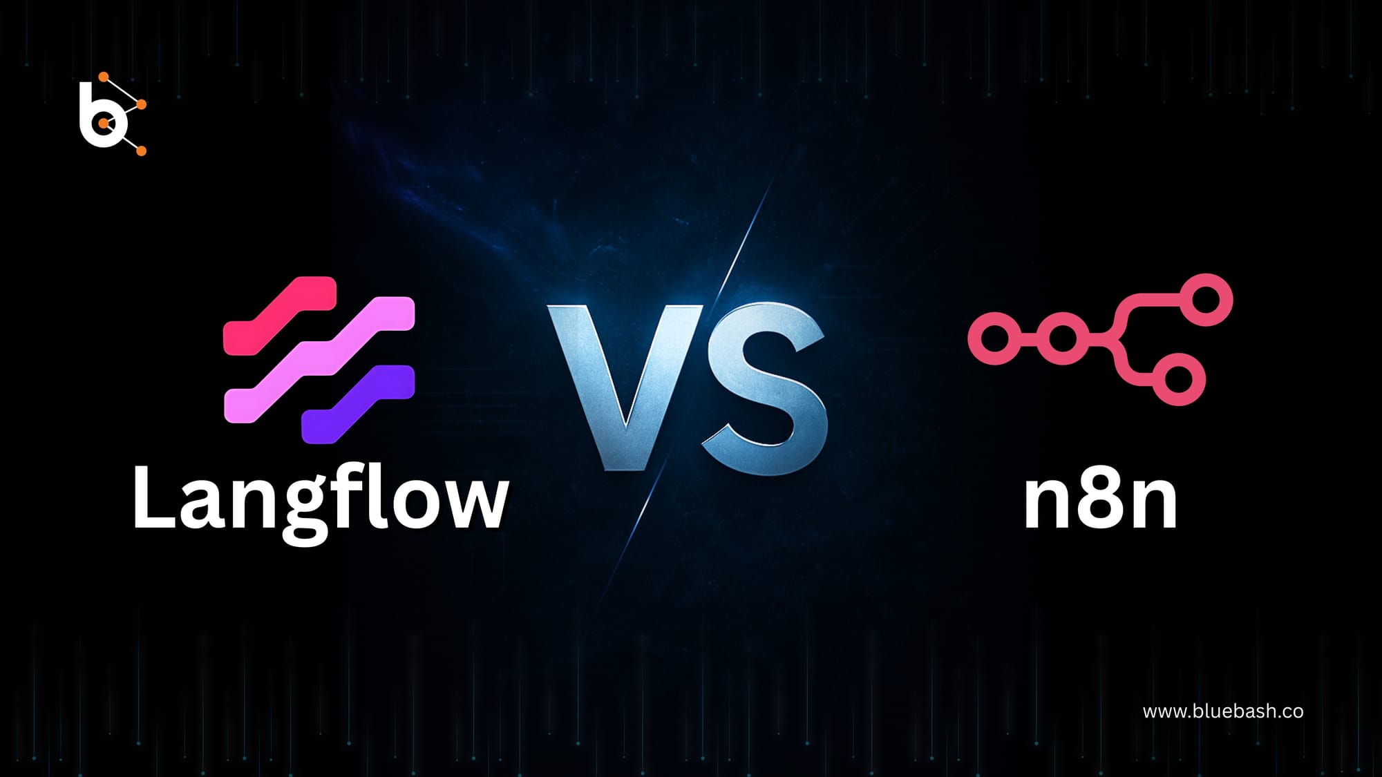 BlueBashCo's tweet card. Compare Langflow vs n8n for AI workflow automation. Discover the best no-code tools for AI agents, automation platforms, and AI development.