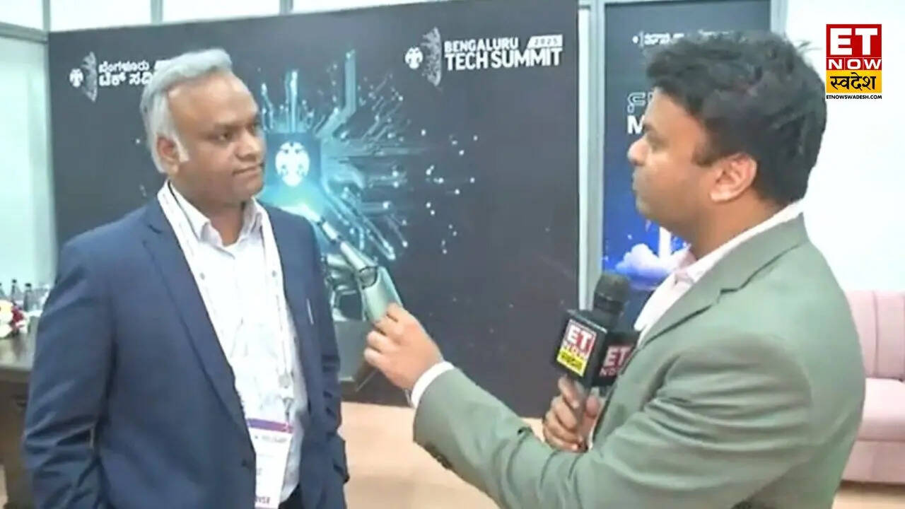 ETNowSwadesh's tweet card. "ग्लोबल कैपेबिलिटी सेंटर्स में कुल इन्वेस्टमेंट का 47 फीसदी हिस्सा हमारा है। चाहे AI हो या डीप टेक, ये टेक्नोलॉजी अब हर मुमकिन सेक्टर और वर्टिकल में आ रही हैं। हमें भरोसा है कि हम अपना टारगेट पूरा कर...