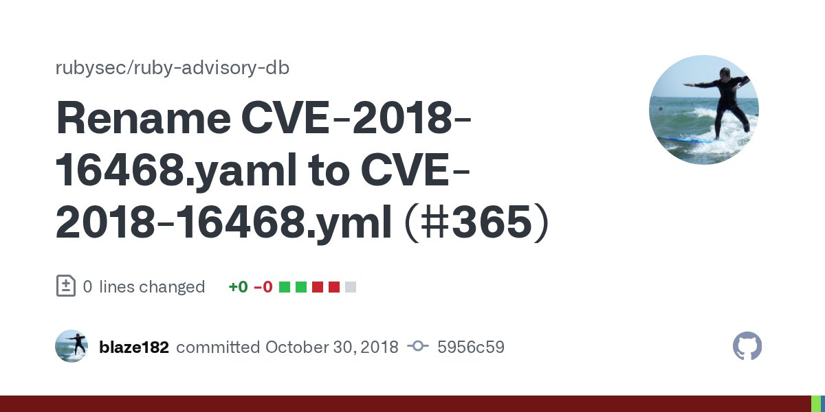 rubysec's tweet card. bundler-audit skips `.yaml` files; only `.yml` should be accepted for now
